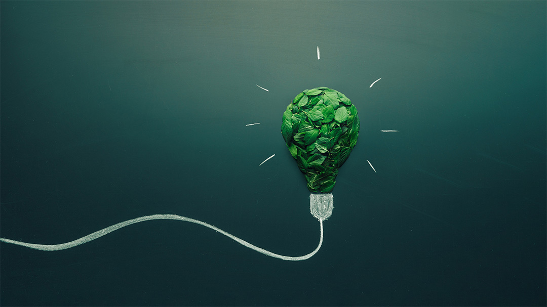 Cable plugging into leaf lightbulb