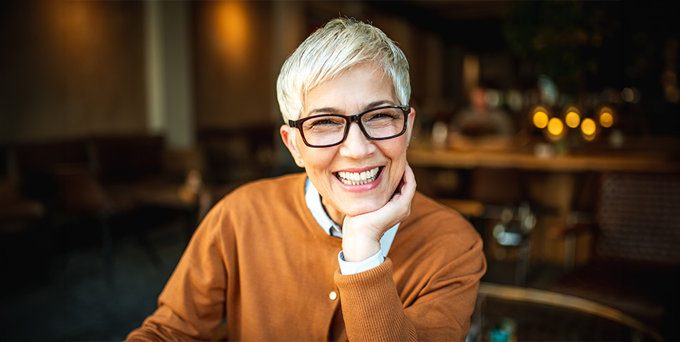 Smiling elderly person with dental